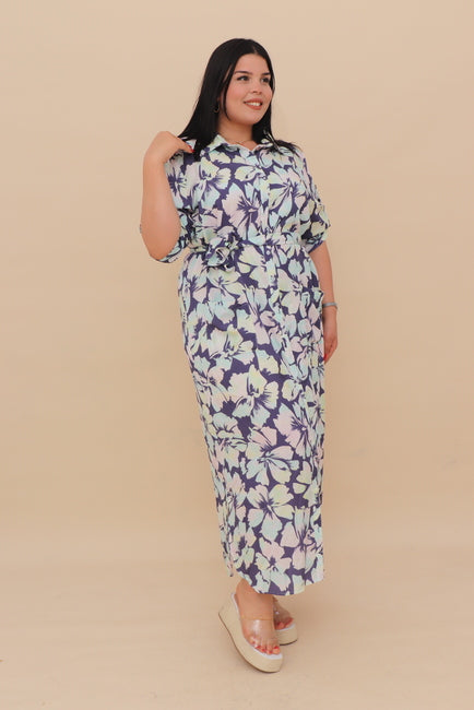 Robe Chemise Imprimée en Popeline de Coton