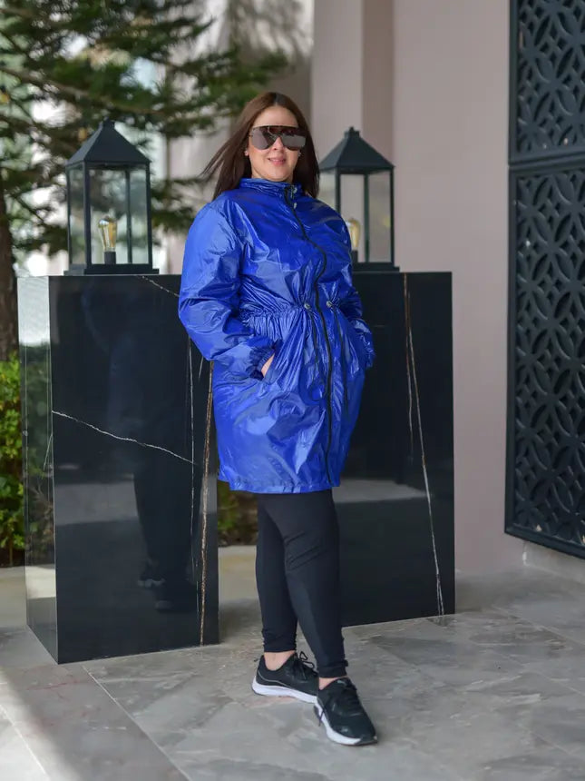Veste Imperméable Bleu Électrique