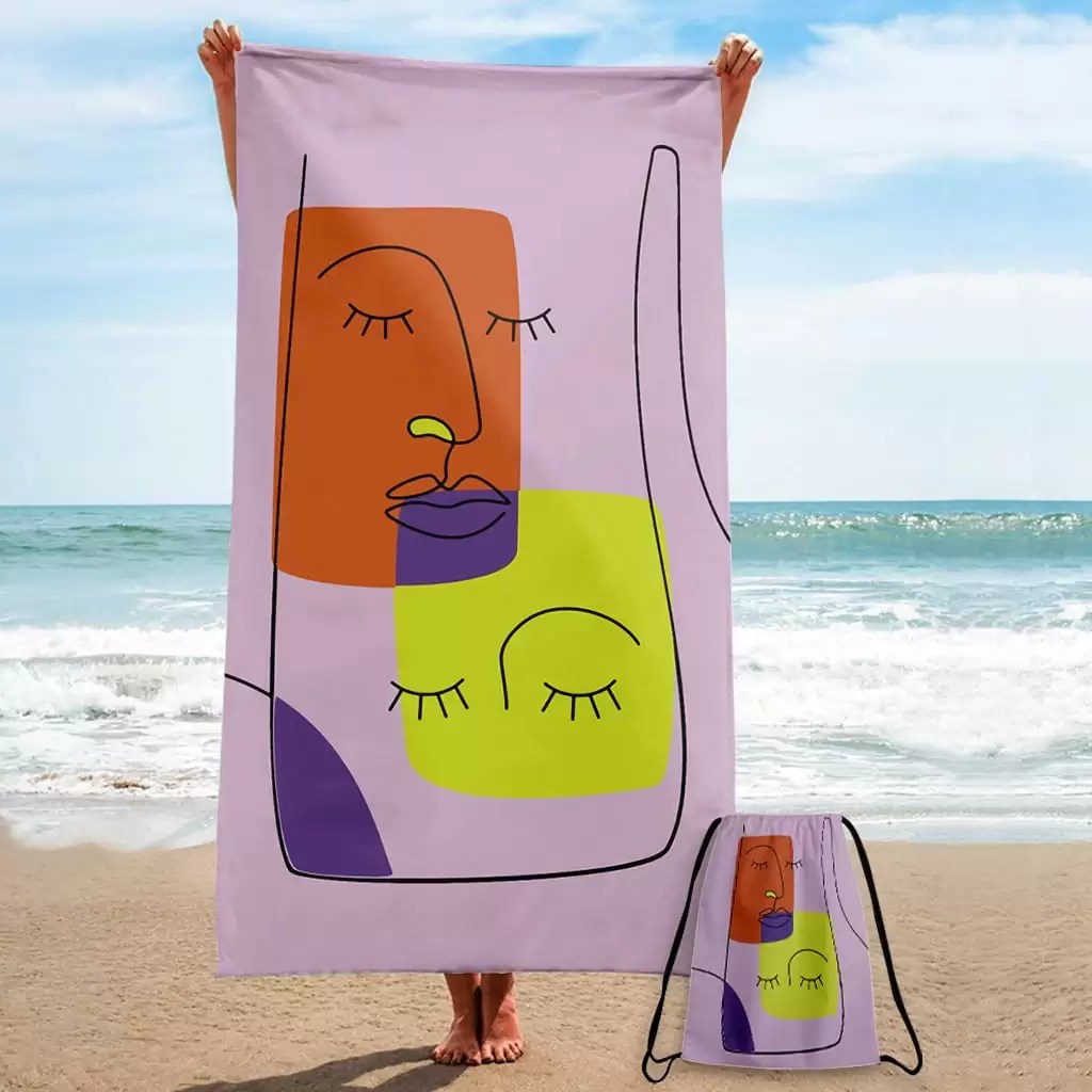 Serviette de Plage M Line Art Dreaming Together
