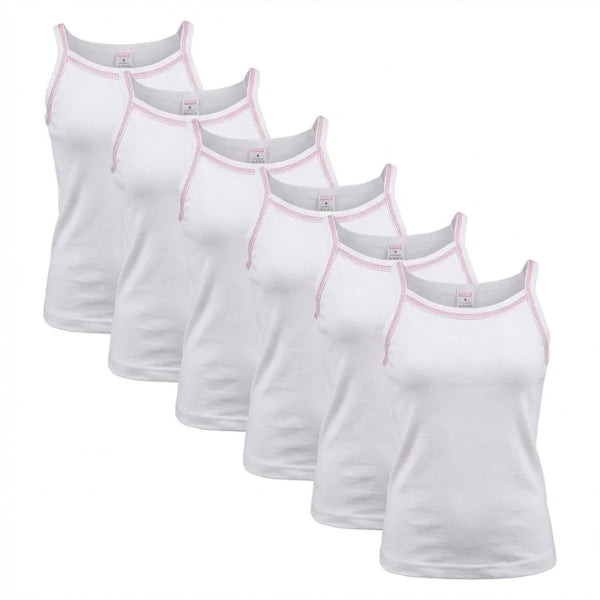Pack 6 Débardeurs Fille Blanc Coton