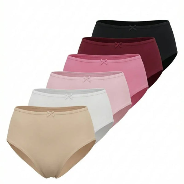 Pack 6 Slips Femme Taille Haute Coton