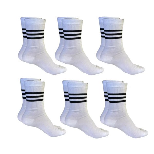 Pack 6 paires de chaussettes blanc 3 pandes noir