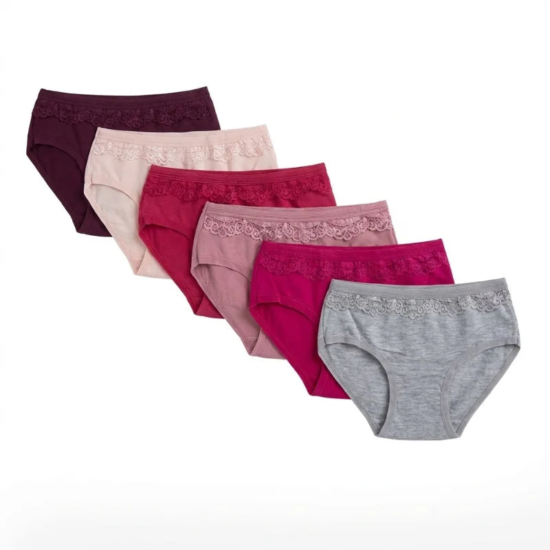 Pack 6 slips fille dentelle