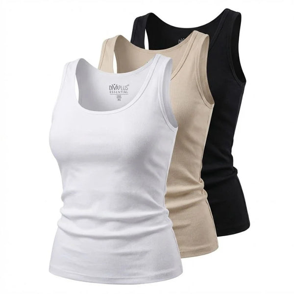 Pack de 3 débardeurs femme 100 % coton