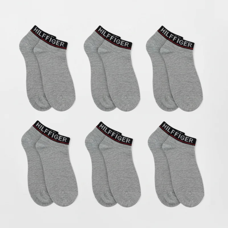 Pack de 6 Paires de Chaussettes Courtes Tommy Hilfiger – Gris & Noir