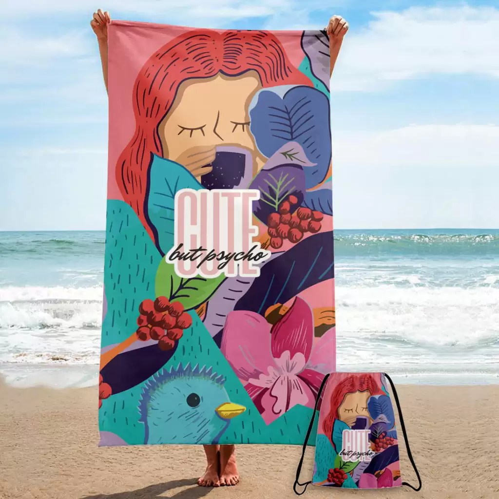 Serviette de Plage M Cute But Psycho