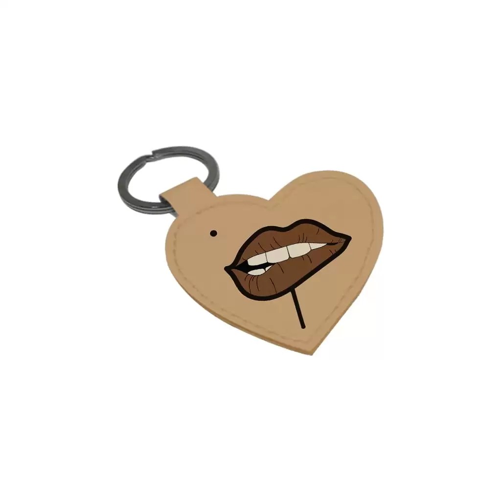 Porte-clés Lèvres Marron Beige