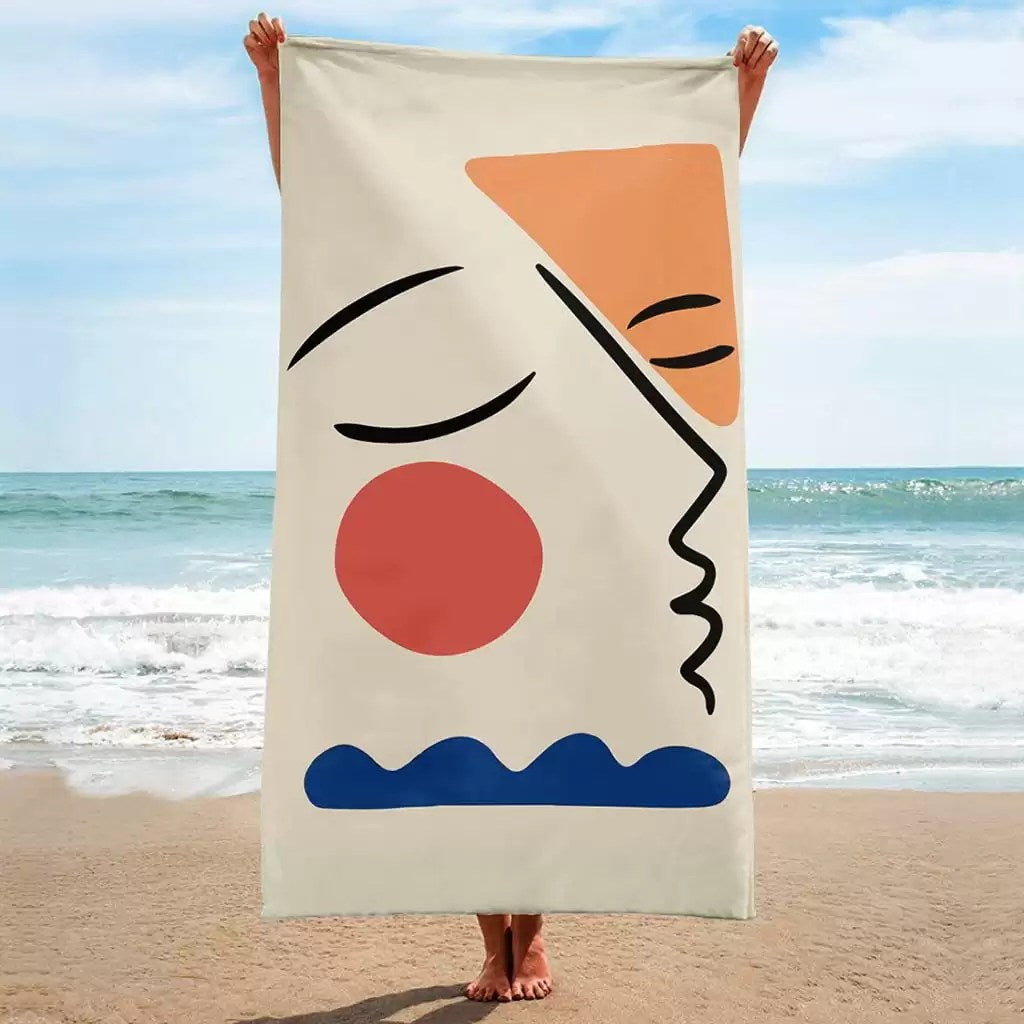 Serviette de Plage XL Line Art Sleeping Lady