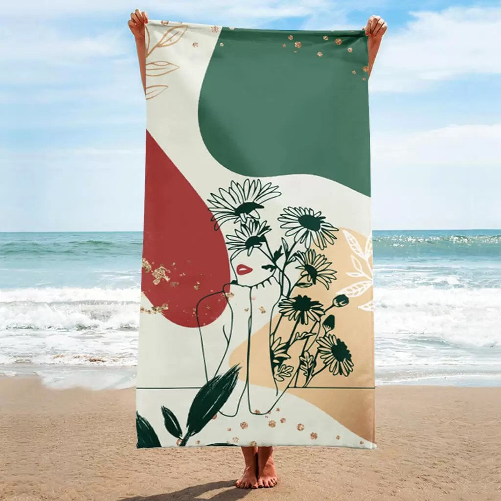 Serviette de Plage XL Line Art Admire Rose