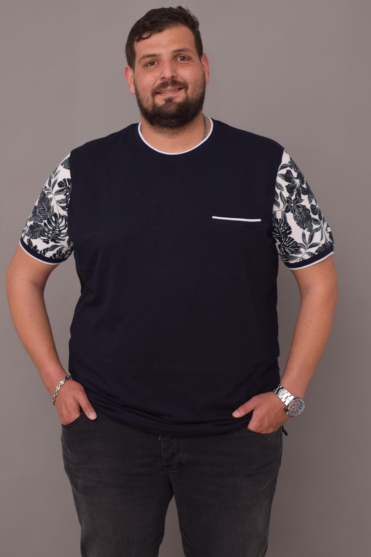 T-Shirt Piqué à Imprimé Feuillage
