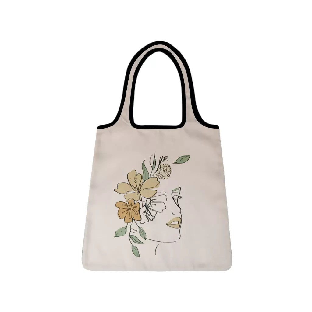 Tote Bag Bold Side Face Flowers