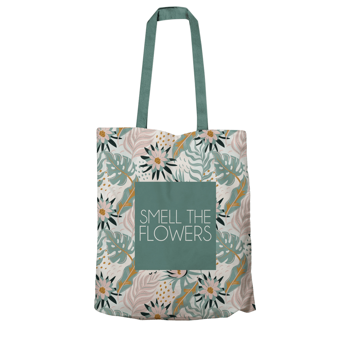 Tote Bag L Smell The Flowers Green Spring