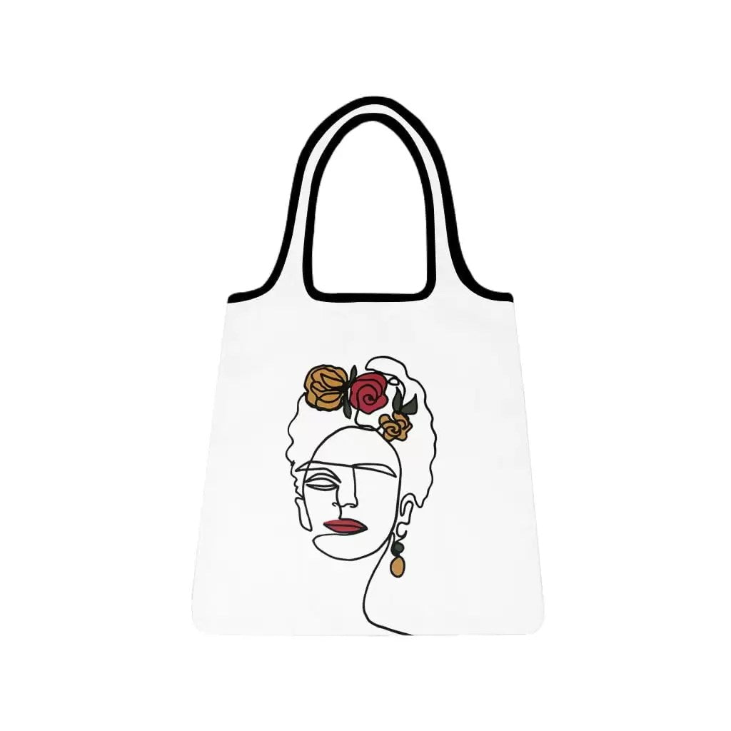 Tote Bag Bold Frida Black White Line Art