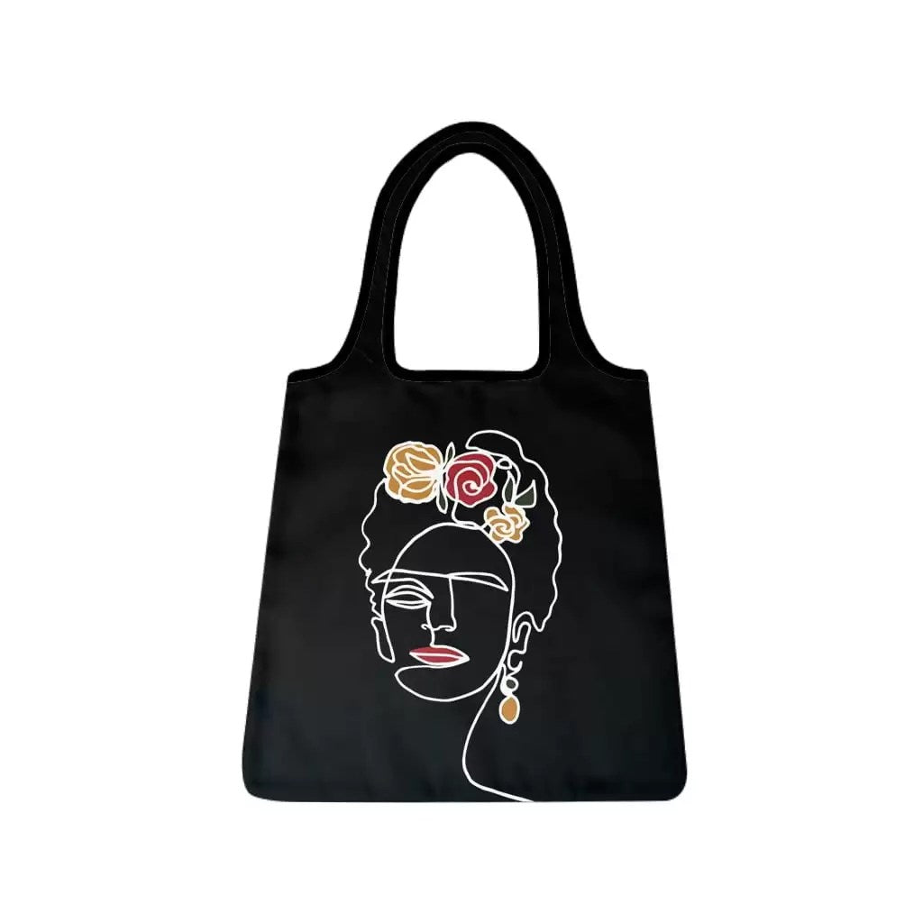 Tote Bag Bold Frida Black White Line Art