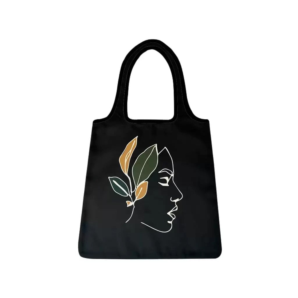 Tote Bag Bold Lady Leaves Art