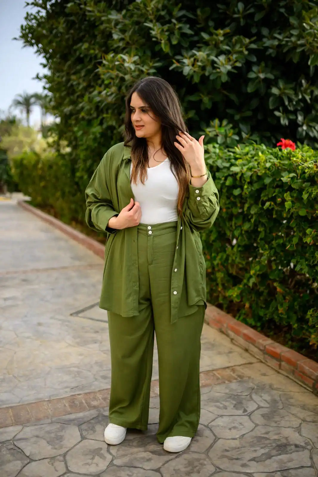 Pantalon Large en Mélange de Lin