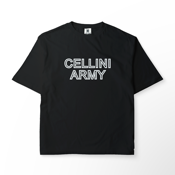 T-shirt oversize noir "CELLINI ARMY"