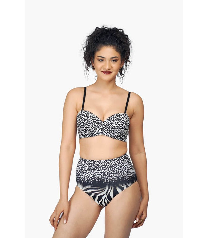 Bas de Bikini Taille Haute Zèbre