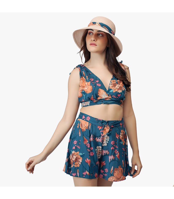 Ensemble de Plage Short et Top Imprimé Floral