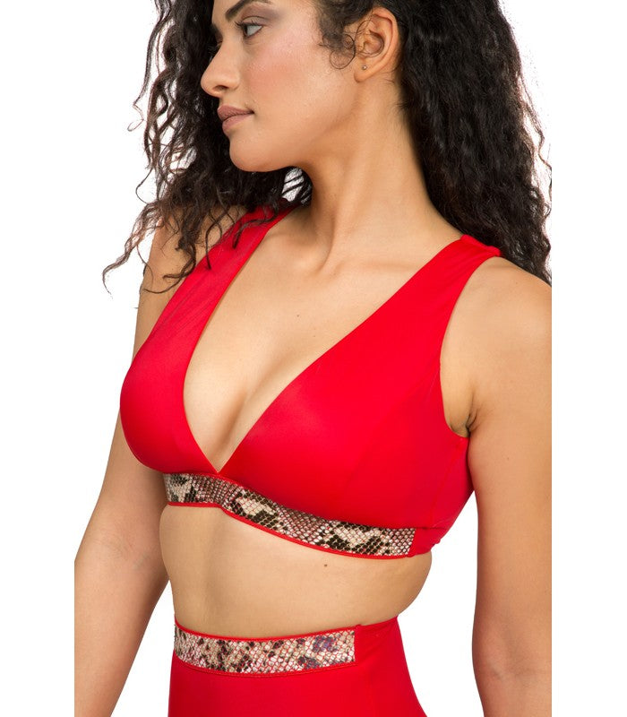 Bikini Triangle à Élastique Serpent Rouge