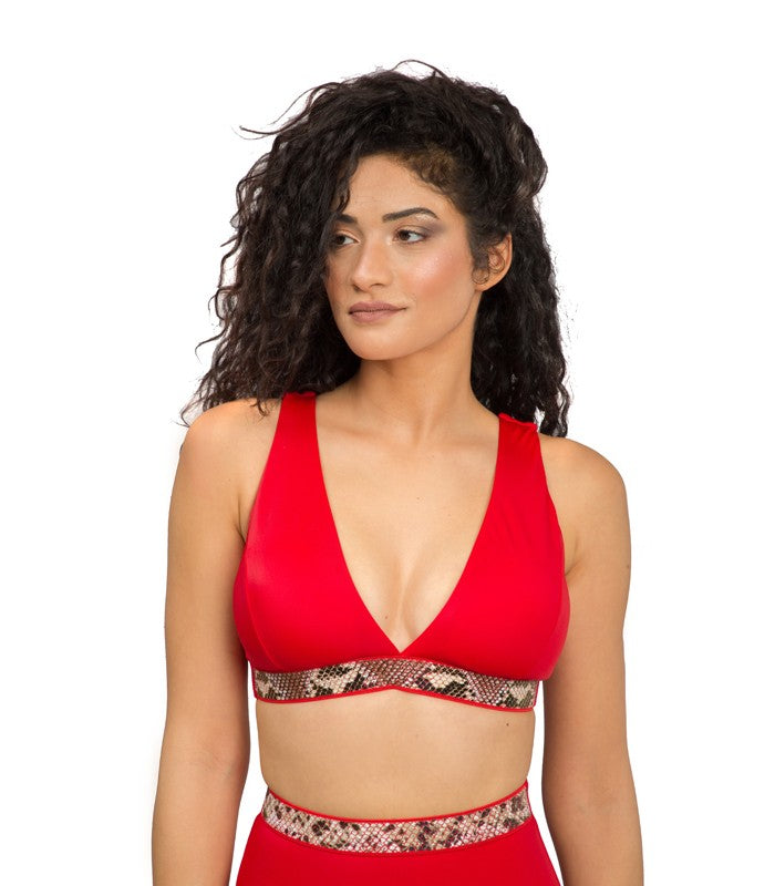 Bikini Triangle à Élastique Serpent Rouge