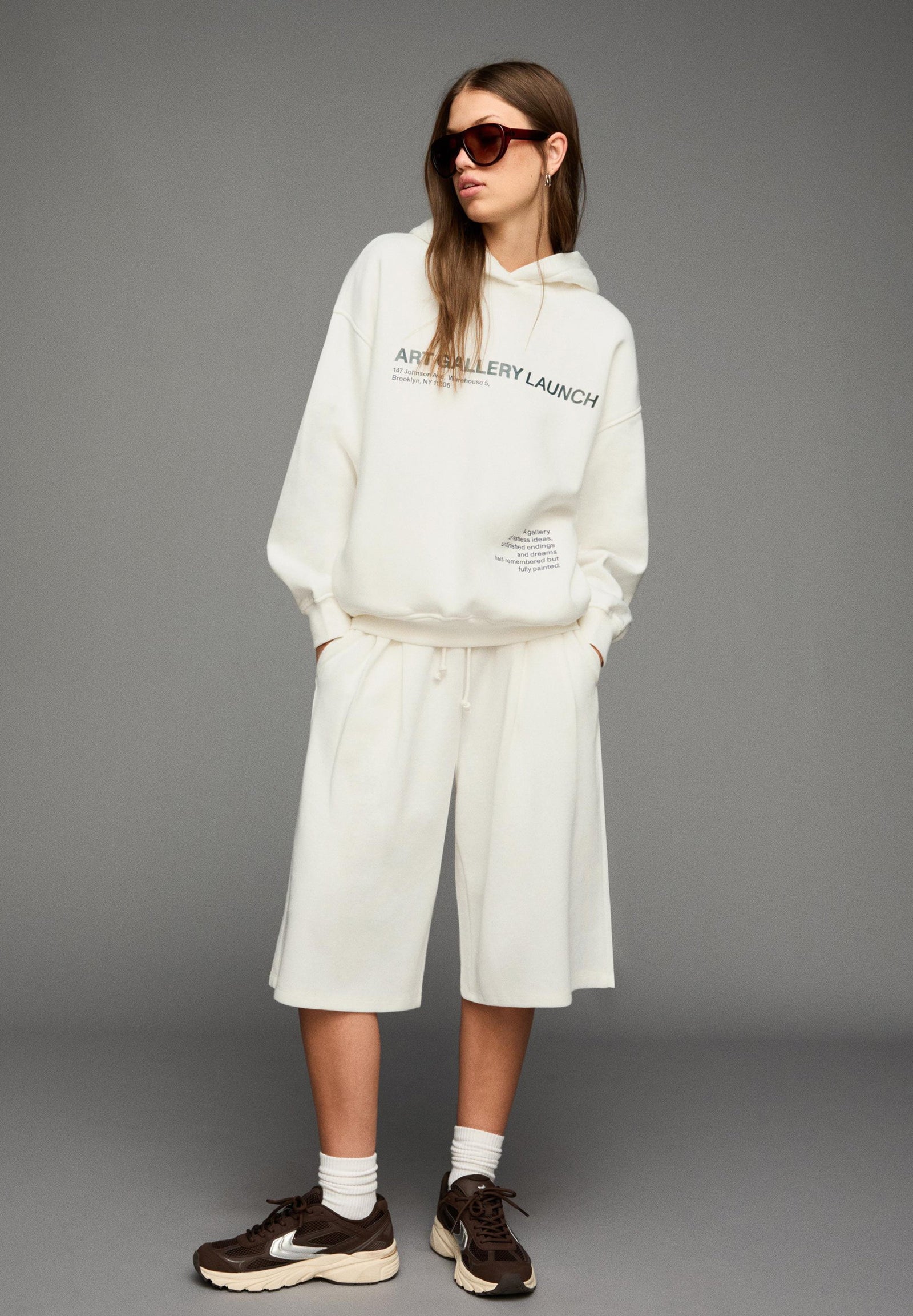 PRINTED - Sweat à capuche - white