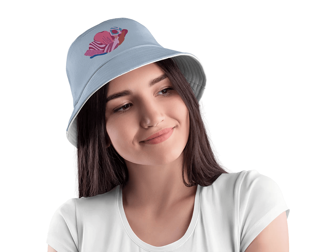 Chapeau Bob Psychédélique Bleu Rose