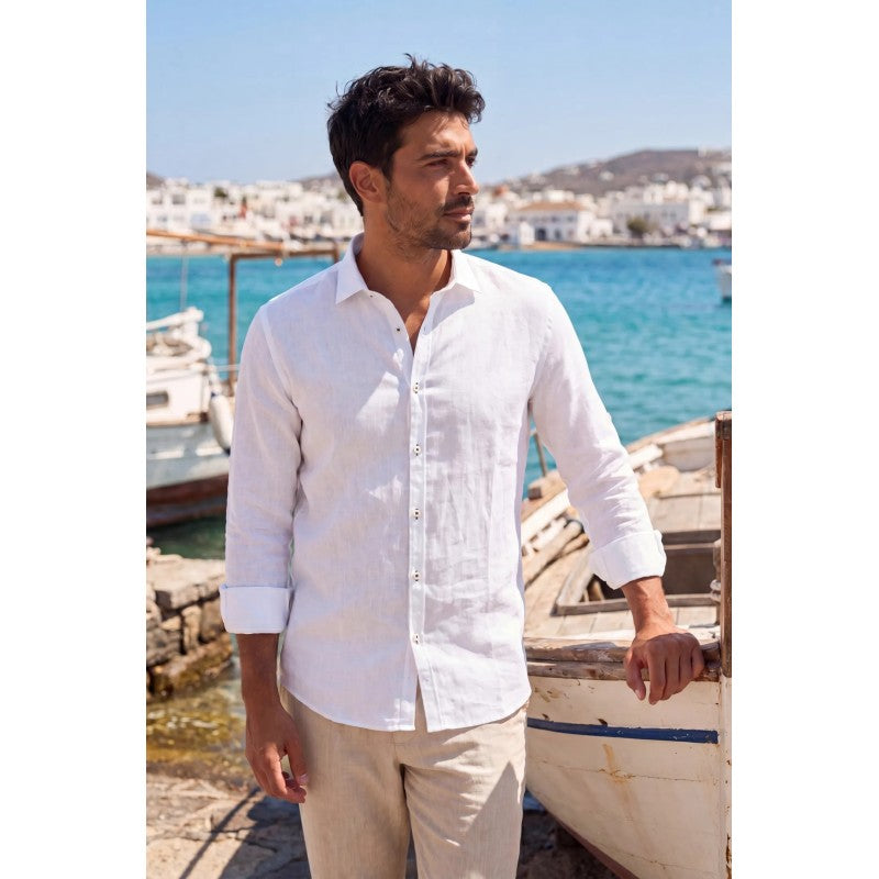 Chemise en Lin Pur — Coupe Régulière