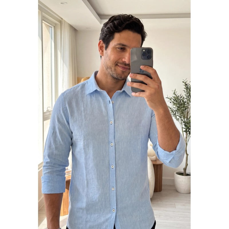 Chemise en Lin Pur — Coupe Régulière