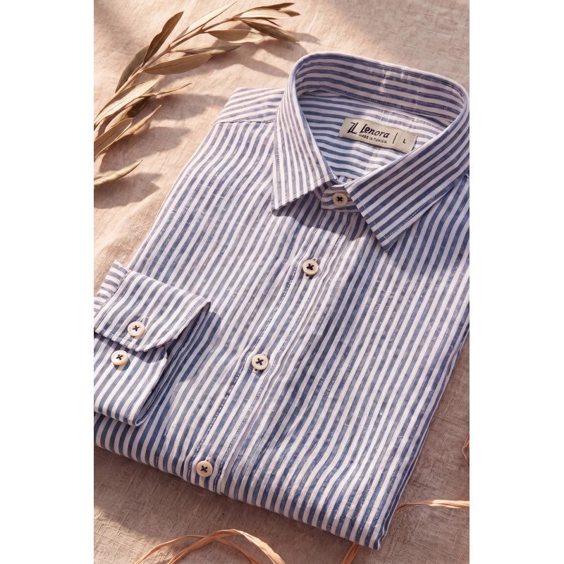 Chemise en Lin Rayée — Coupe Régulière
