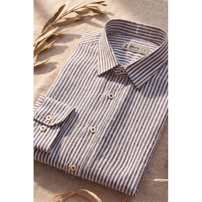 Chemise en Lin Rayée — Coupe Régulière