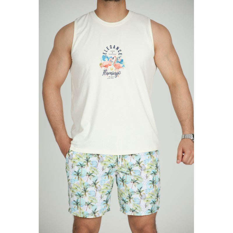 Débardeur Homme de Plage Imprimé – 100% Coton Bio