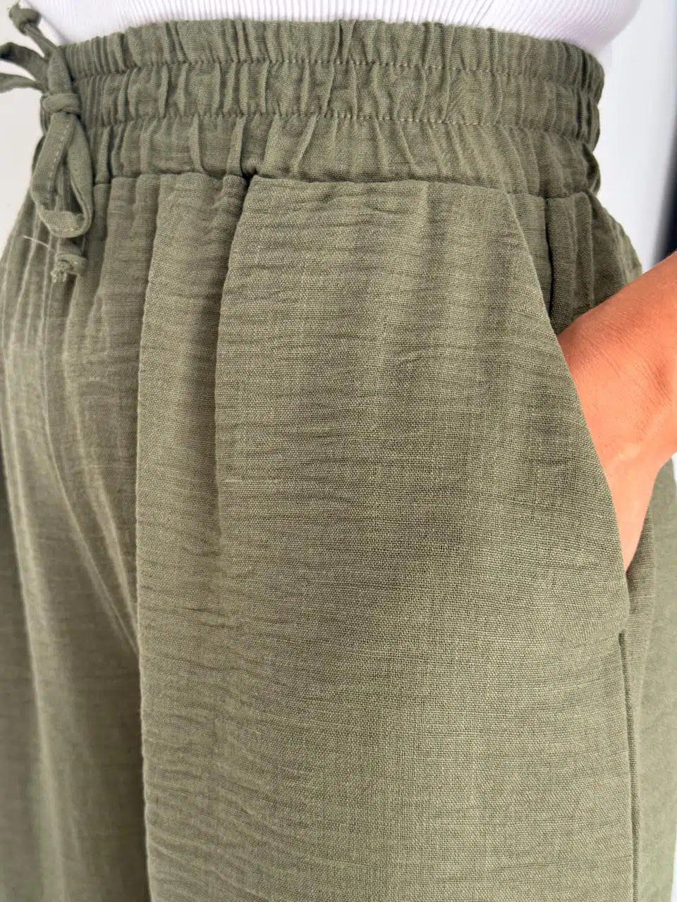 Pantalon Large Femme Effet Lin – Confort & Élégance