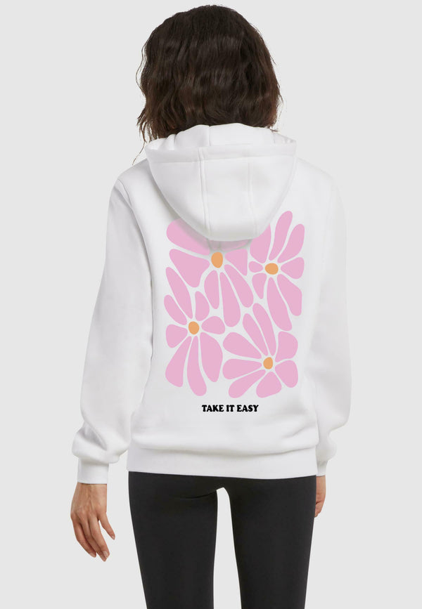 TAKE IT EASY FLOWERS - Sweat à capuche - white