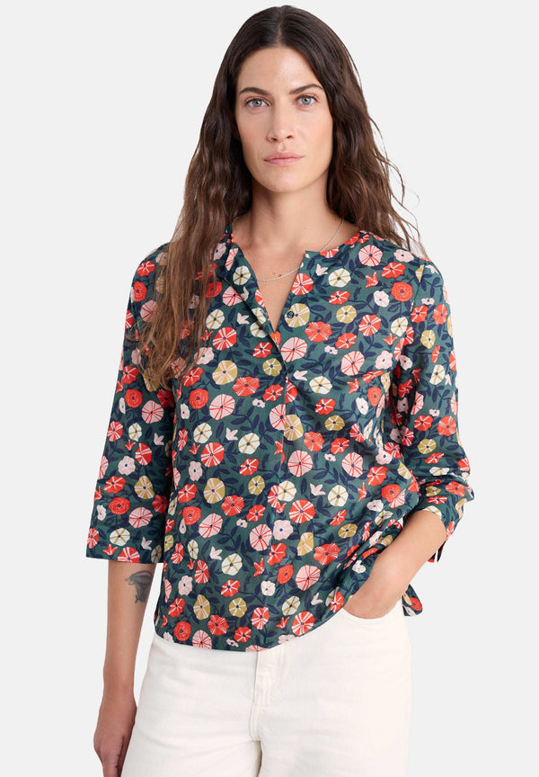 WATERCOLOUR SKETCH - Blouse - multi winding petunias grove