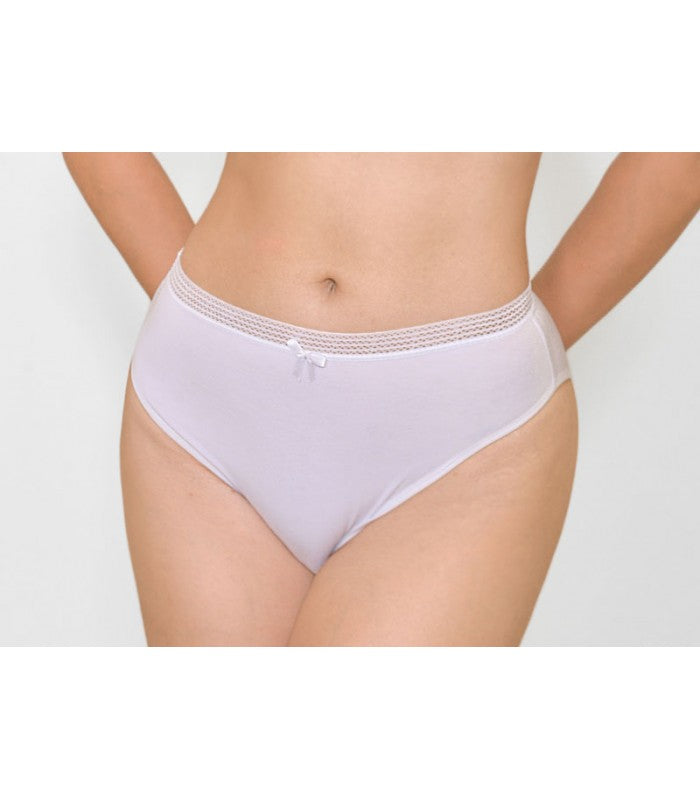 Slip Taille Haute Échancré à Galon en Coton Bio