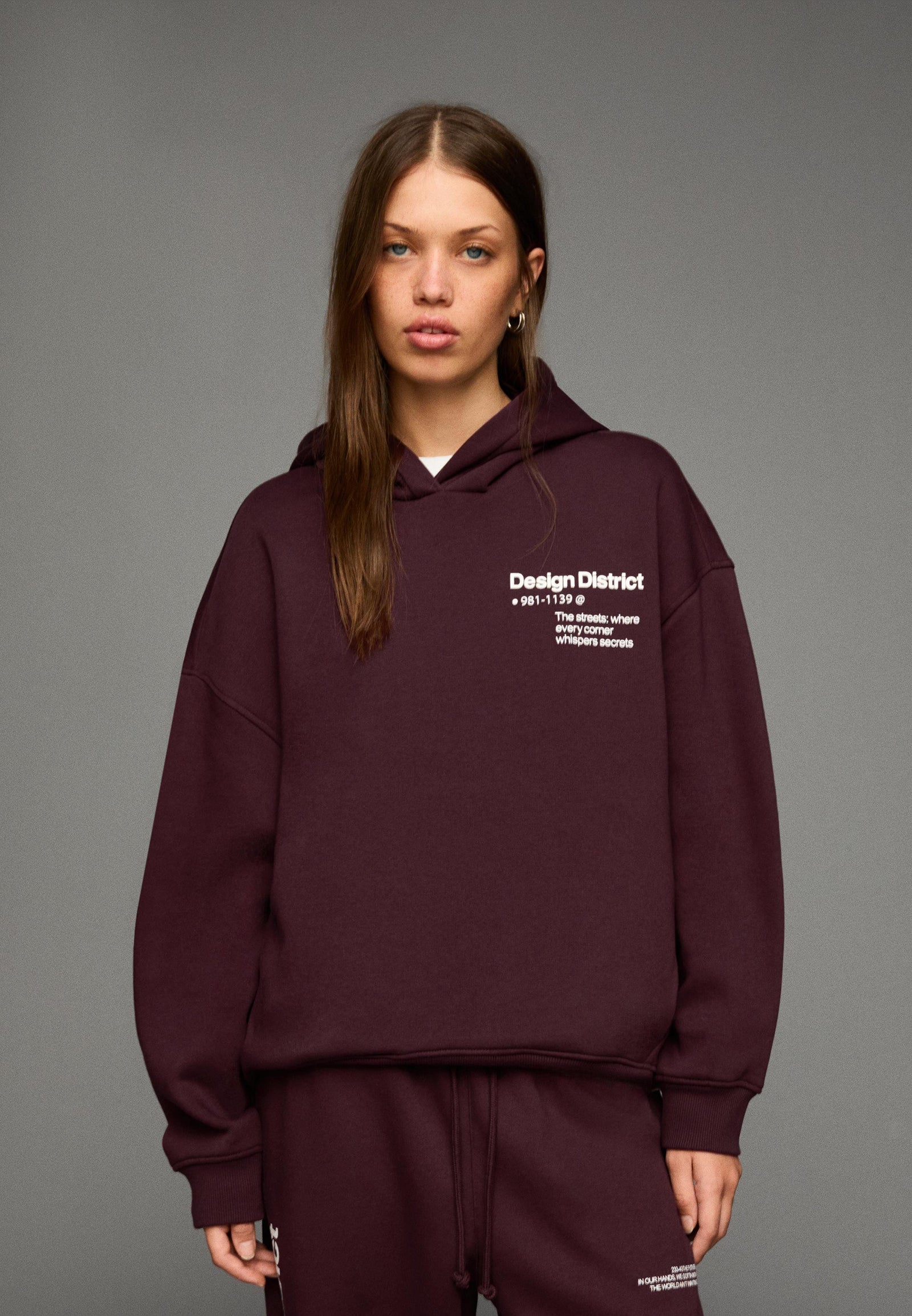 PRINTED - Sweat à capuche - bordeaux