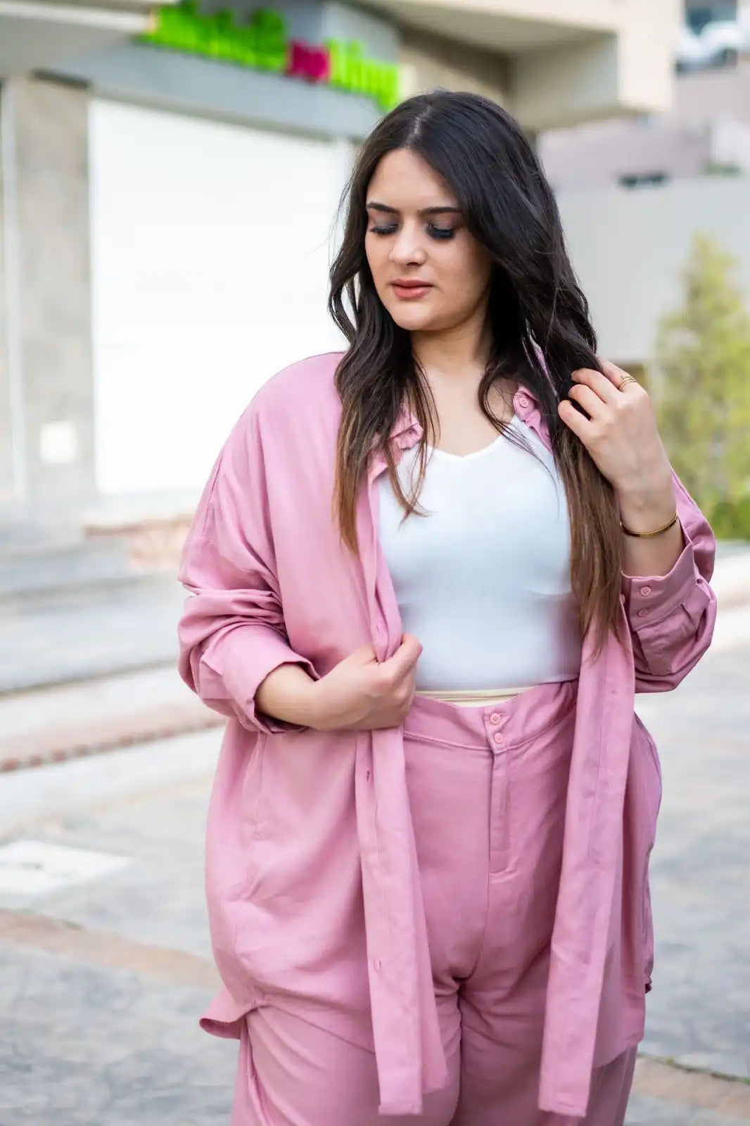Pantalon Large En Mélange De Lin