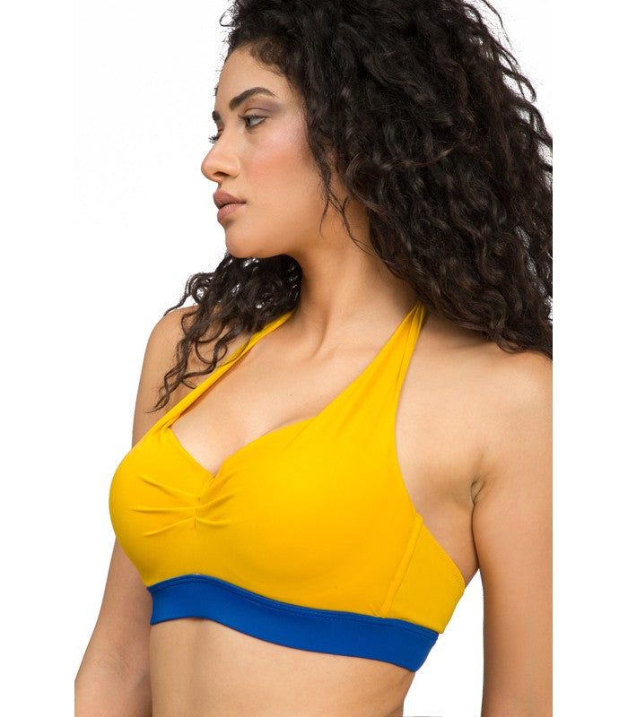 Haut de Bikini Bandeau Bicolore Jaune