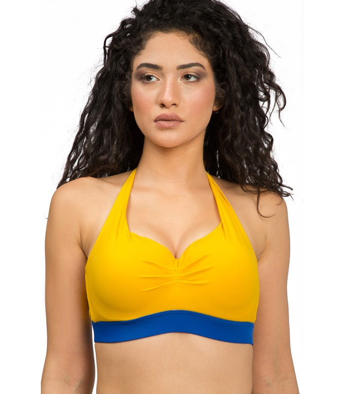Haut de Bikini Bandeau Bicolore Jaune