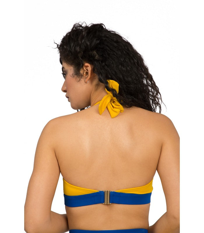 Haut de Bikini Bandeau Bicolore Jaune