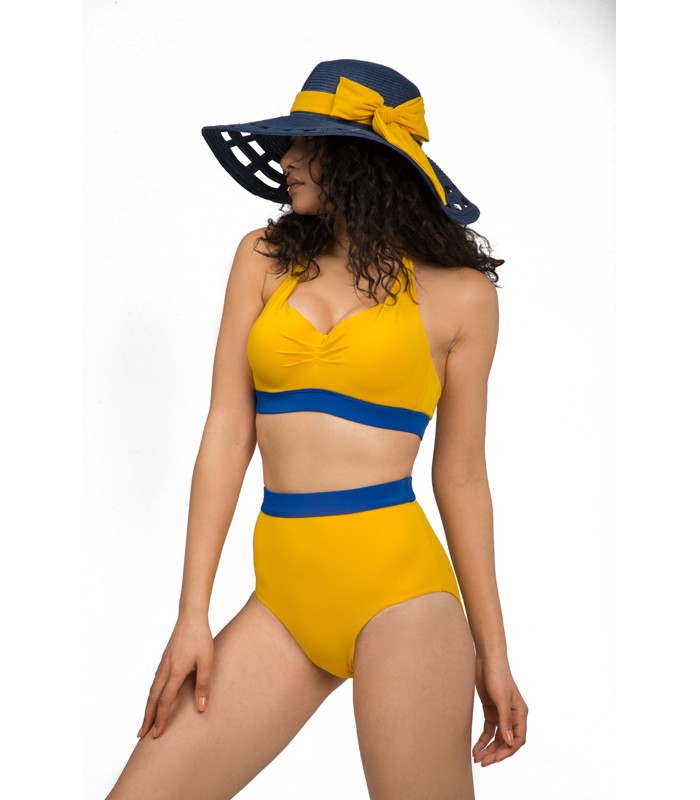 Haut de Bikini Bandeau Bicolore Jaune