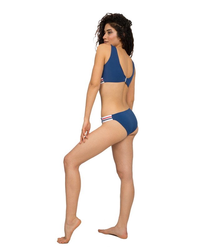 Haut de Bikini Triangle à Élastique Bleu