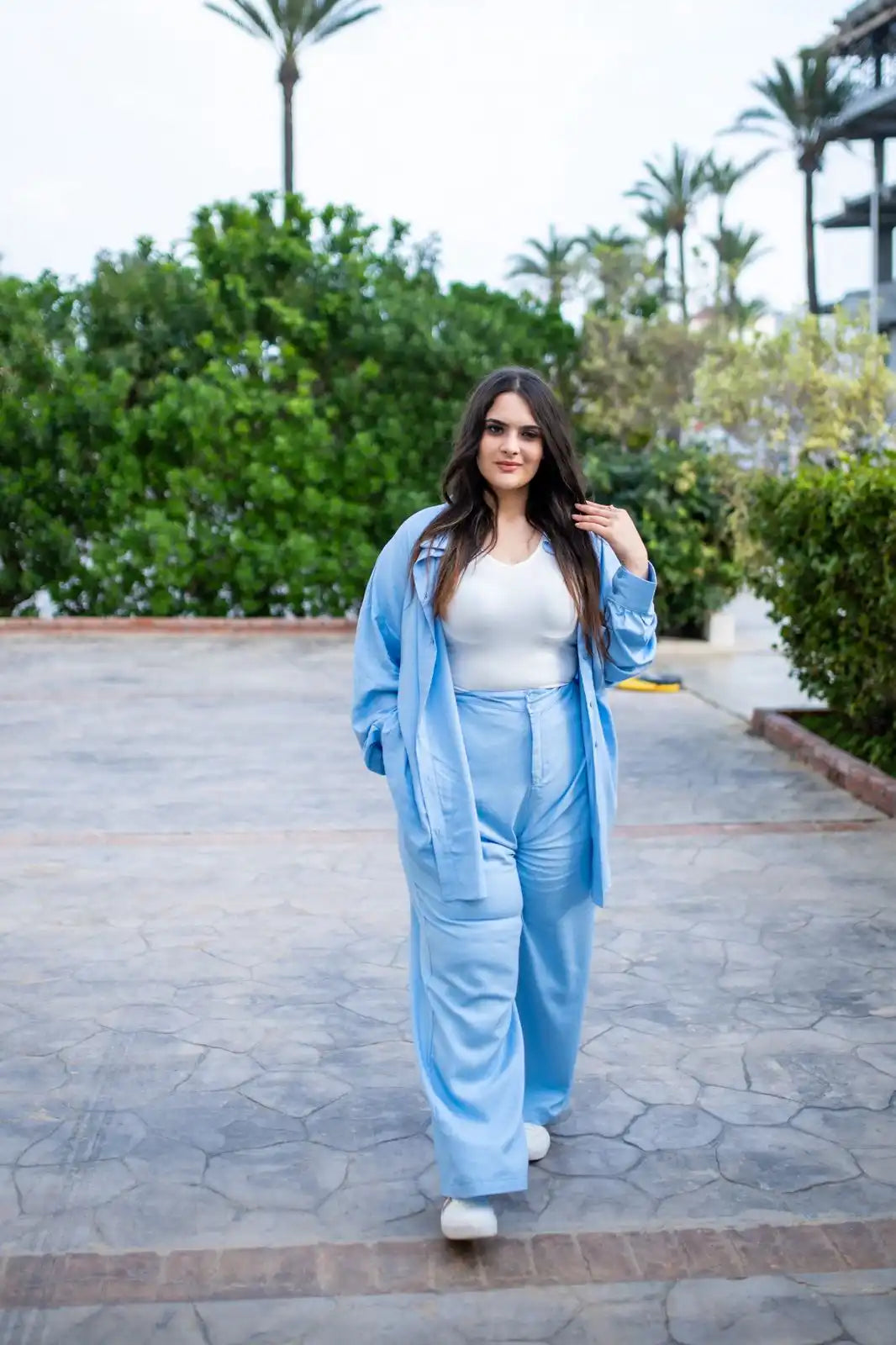Chemise Oversize en Lin Bleu Ciel