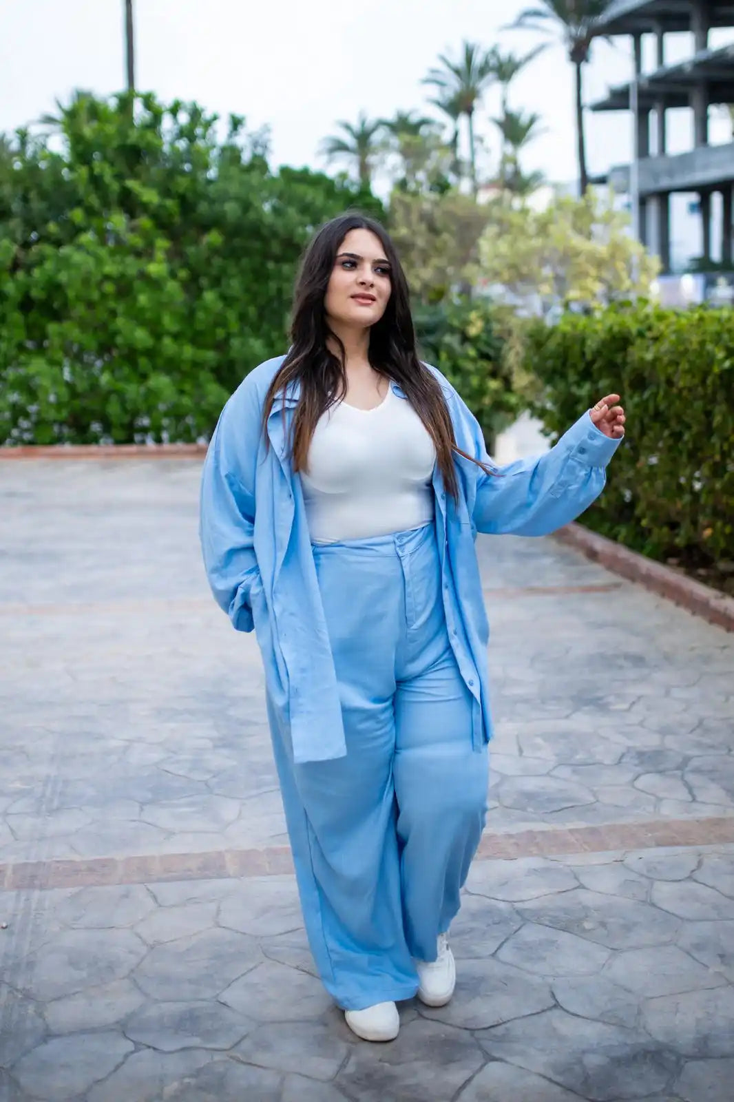 Chemise Oversize en Lin Bleu Ciel