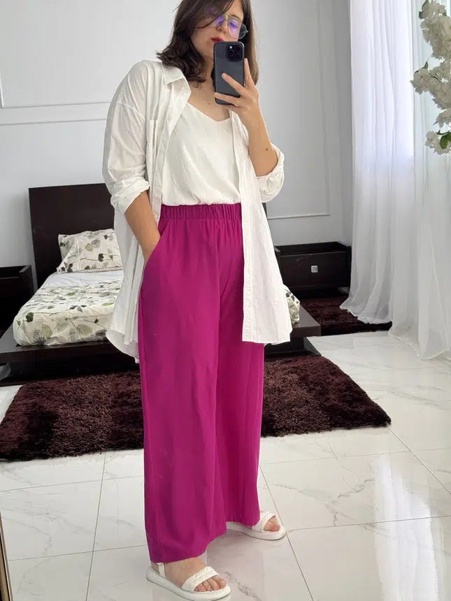Pantalon Large en Crêpe de Soie