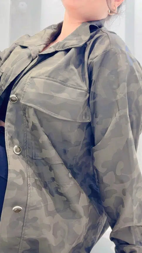 Veste Simili Cuir Vert Militaire