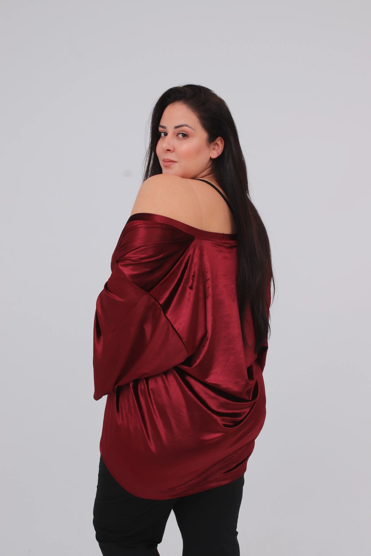 Pyjama Trois Pièces en Velours Rouge Bordeaux