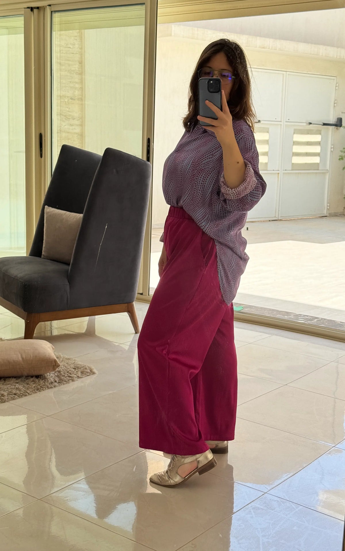 Pantalon en Satin Duchesse Rose