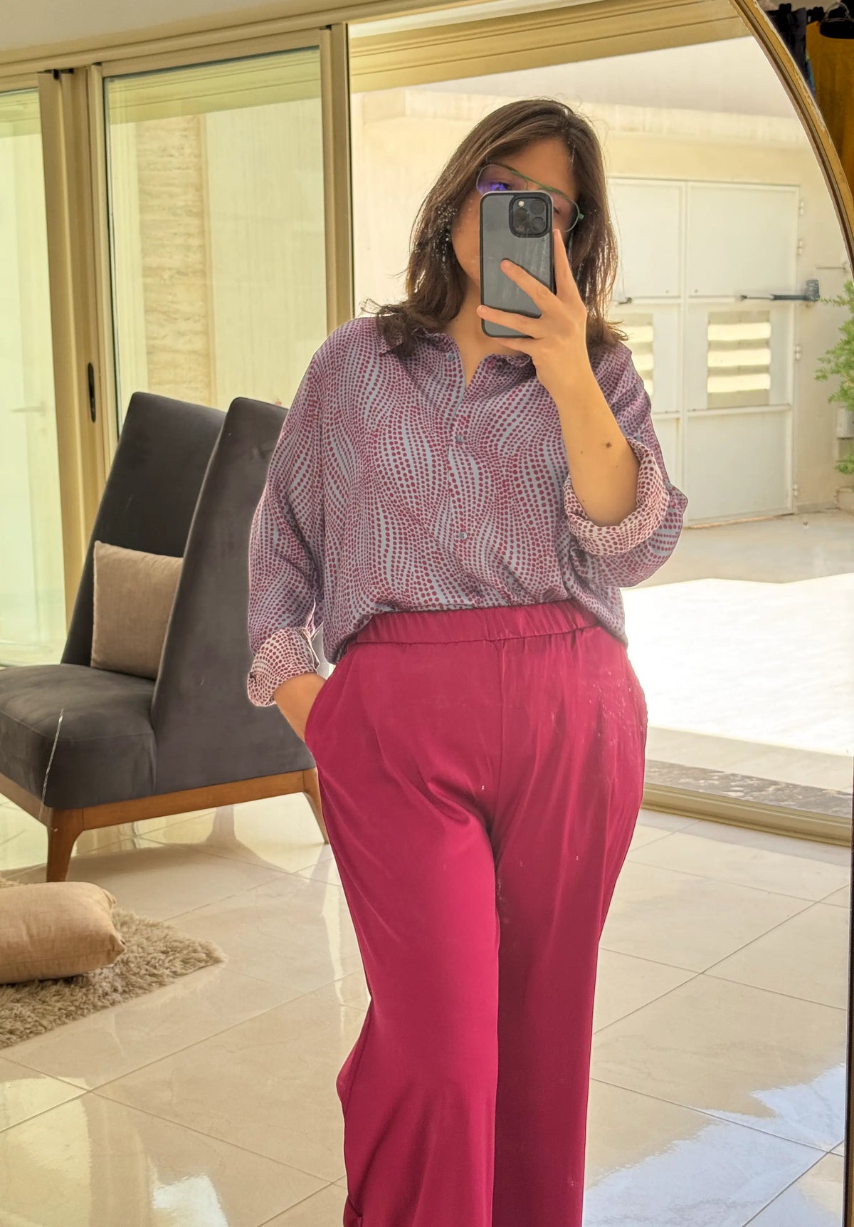 Pantalon en Satin Duchesse Rose